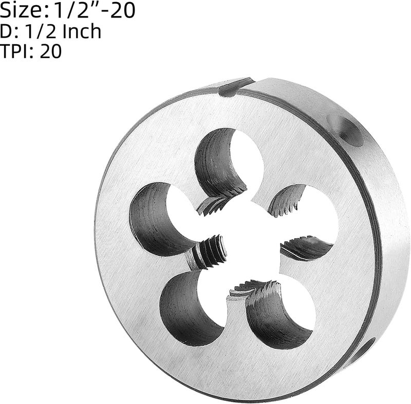 Burkit 1/2"-20 UNF Tap and Die Set, 1/2 x 20 UNF Machine Thread Tap and Round Die Right Hand - Image 3